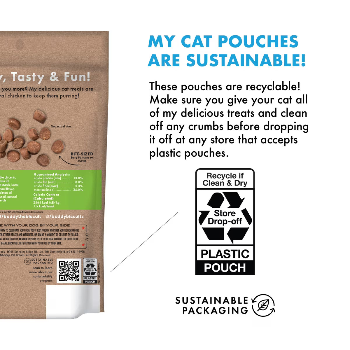 Buddy Biscuits Grain Free Cat Treats with Tender Chicken