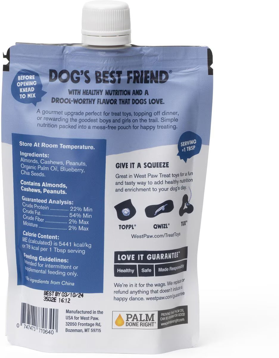 West Paw Creamy Dog Treats Nut Butter, Blueberry, Chia Seed