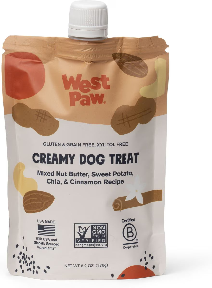 West Paw Creamy Dog Treats Nut Butter, Sweet Potato, Chia Seed