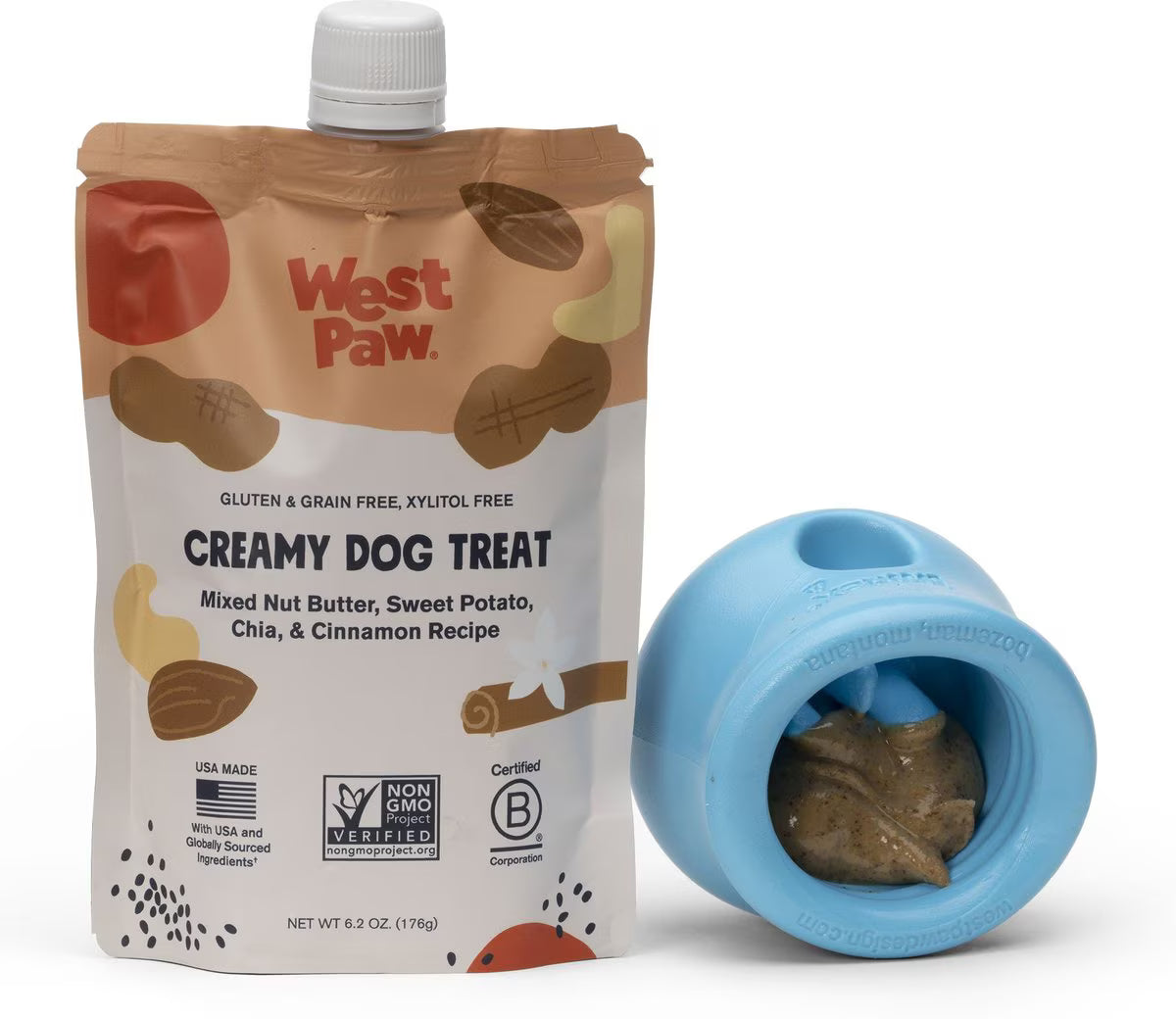 West Paw Creamy Dog Treats Nut Butter, Sweet Potato, Chia Seed