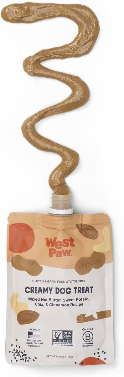 West Paw Creamy Dog Treats Nut Butter, Sweet Potato, Chia Seed