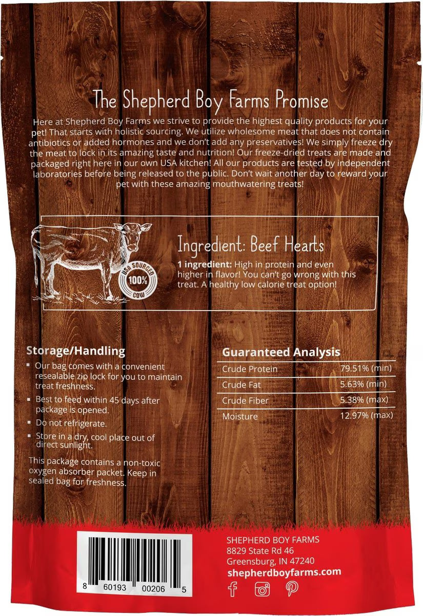 Shepherd Boy Farms Freeze-Dried Beef Hearts for Dogs