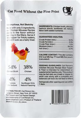 Weruva Cat Person Grain Free Mousse Chicken Recipe