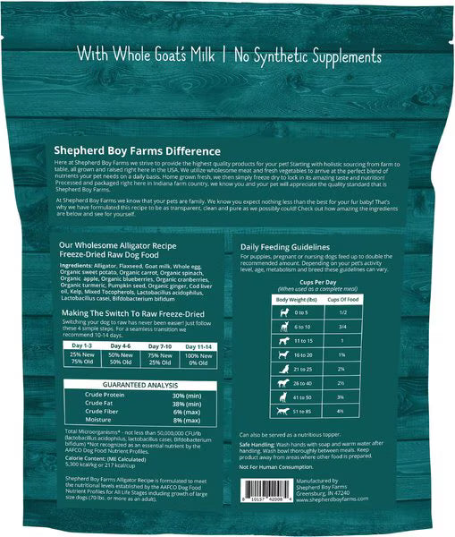 Shepherd Boy Farms Freeze-Dried Alligator Recipe for Dogs