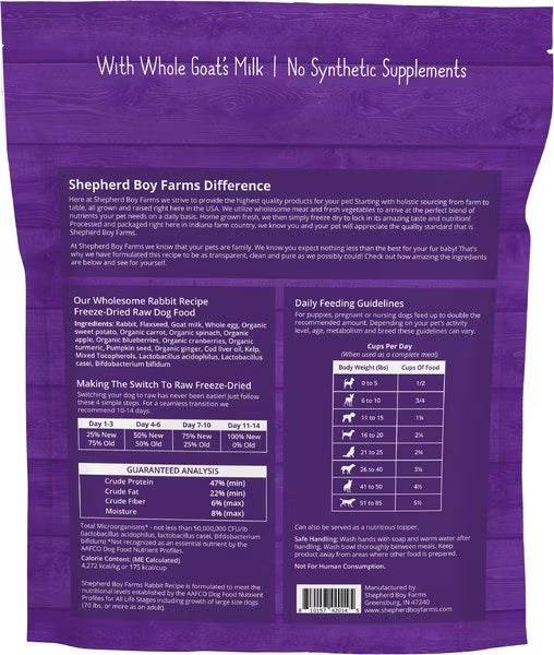 Shepherd Boy Farms Freeze-Dried Rabbit Recipe for Dogs