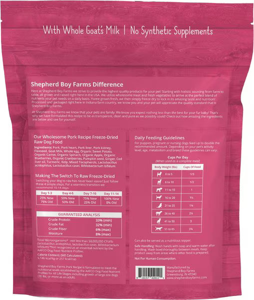 Shepherd Boy Farms Freeze-Dried Pork Recipe for Dogs