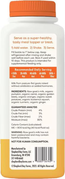 Shepherd Boy Farms Freeze-Dried Raw Goat Milk Golden Blend for Dogs & Cats