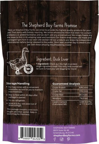 Shepherd Boy Farms Freeze-Dried Duck Liver for Dogs