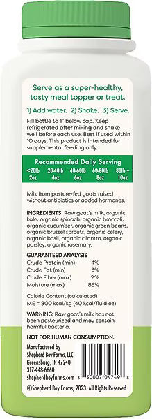 Shepherd Boy Farms Freeze-Dried Raw Goat Milk Super Green for Dogs & Cats