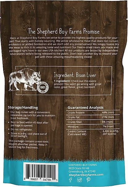 Shepherd Boy Farms Freeze-Dried Bison Liver for Dogs