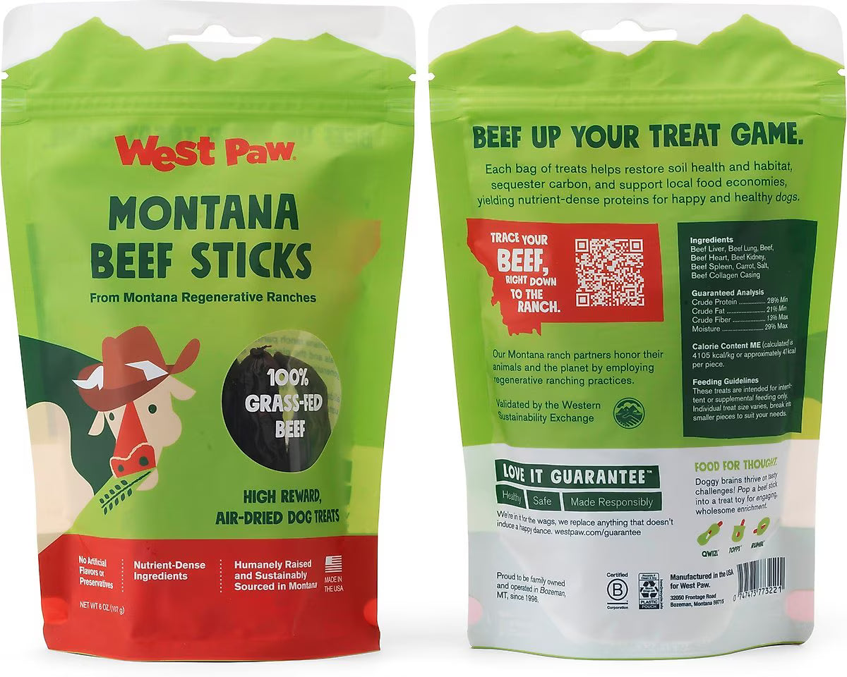 West Paw Air Dried Dog Treats Beef Sticks