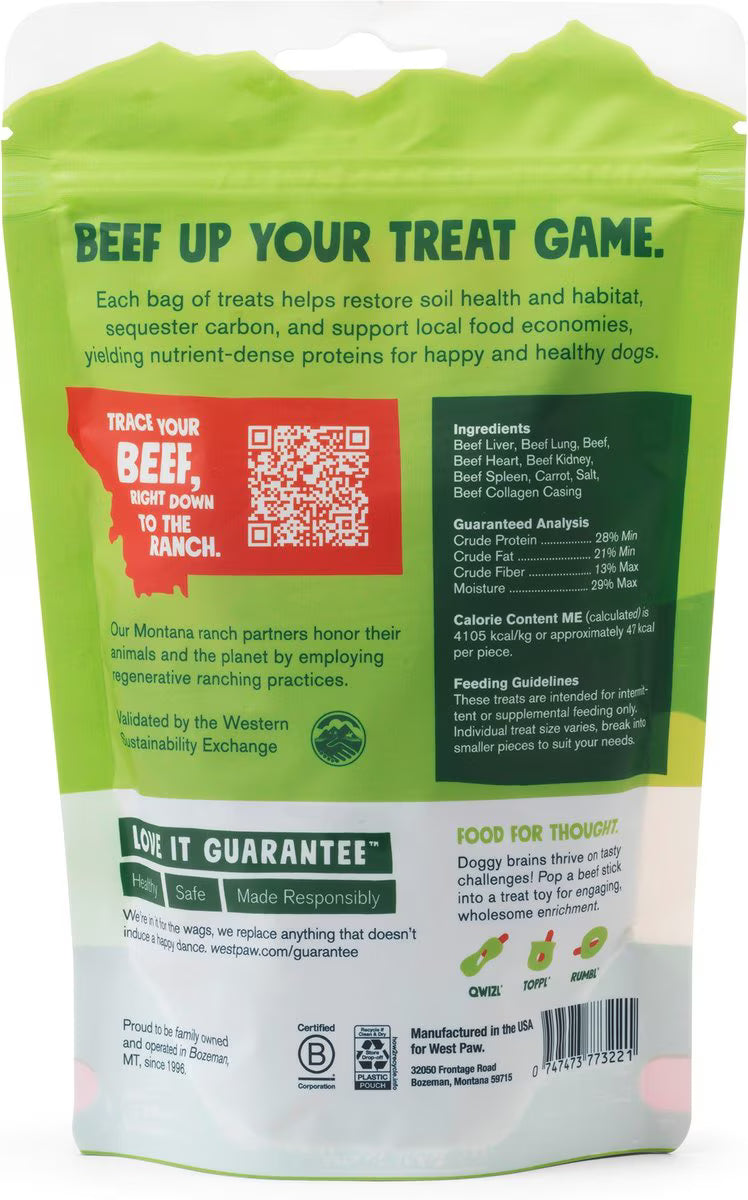 West Paw Air Dried Dog Treats Beef Sticks