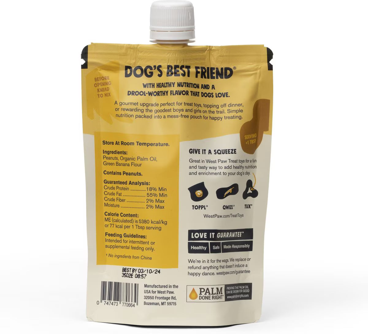 West Paw Creamy Dog Treats Peanut Butter & Banana