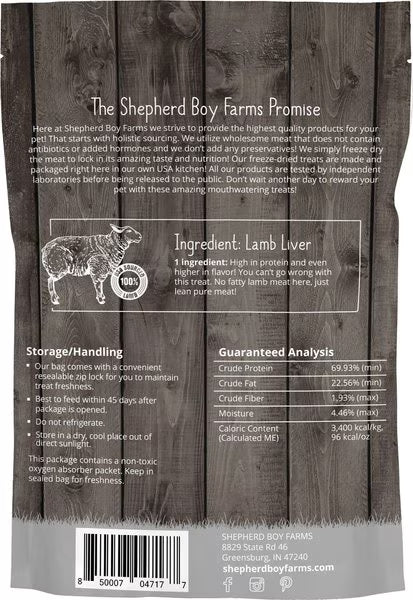 Shepherd Boy Farms Freeze-Dried Lamb Liver for Dogs