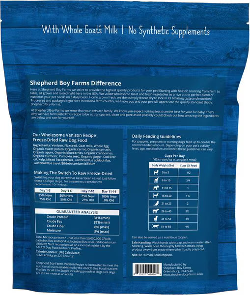Shepherd Boy Farms Freeze- Dried Venison Recipe for Dogs