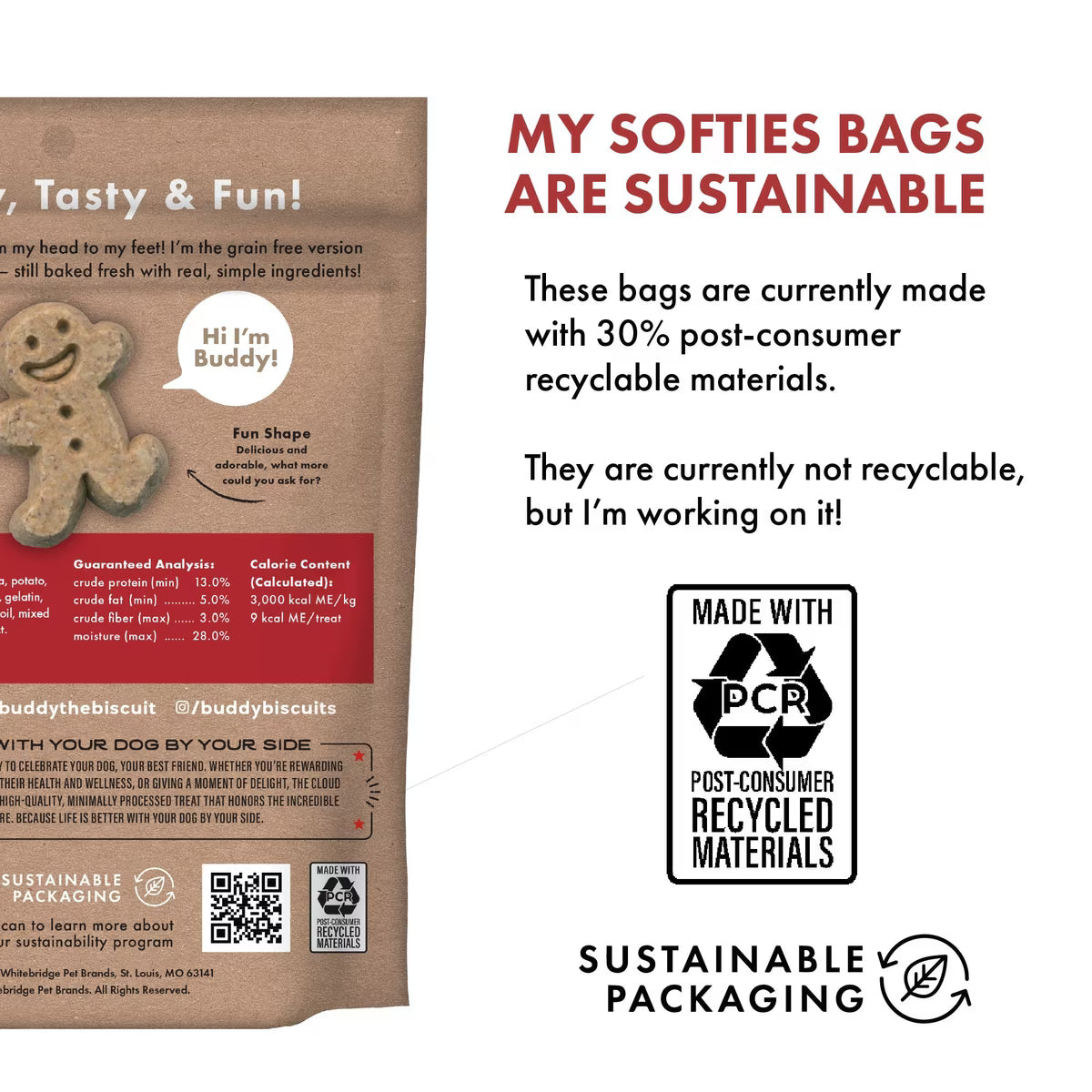 Buddy Biscuits Grain Free Chewy Treats with Grilled Beef