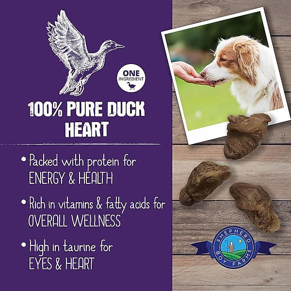 Shepherd Boy Farms Freeze-Dried Duck Hearts for Dogs