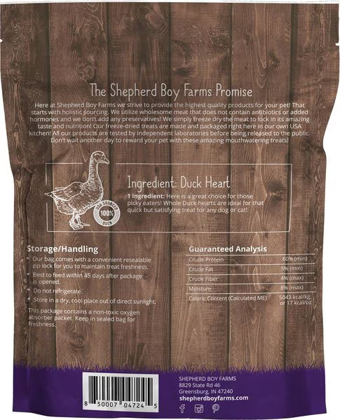 Shepherd Boy Farms Freeze-Dried Duck Hearts for Dogs
