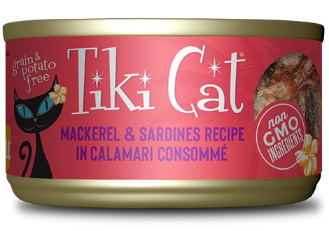 Tiki Cat Grill Mackerel & Sardines Recipe in Calamari Consommé Canned Cat Food
