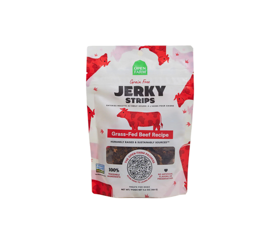 Open Farm Grain Free Grass-Fed Beef Jerky Strips For Dogs
