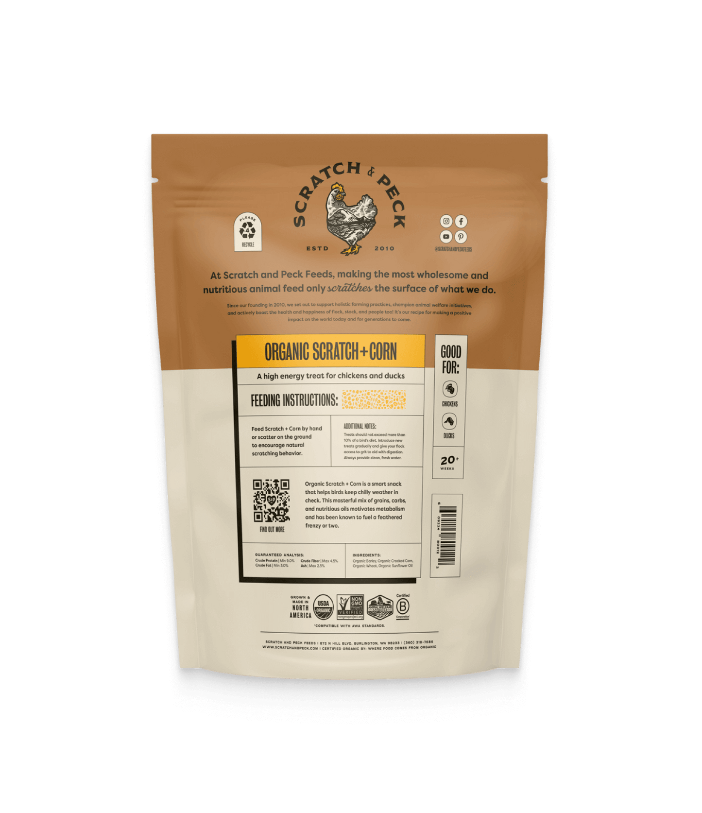 Scratch & Peck Organic Scratch and Corn Chicken and Duck Feed