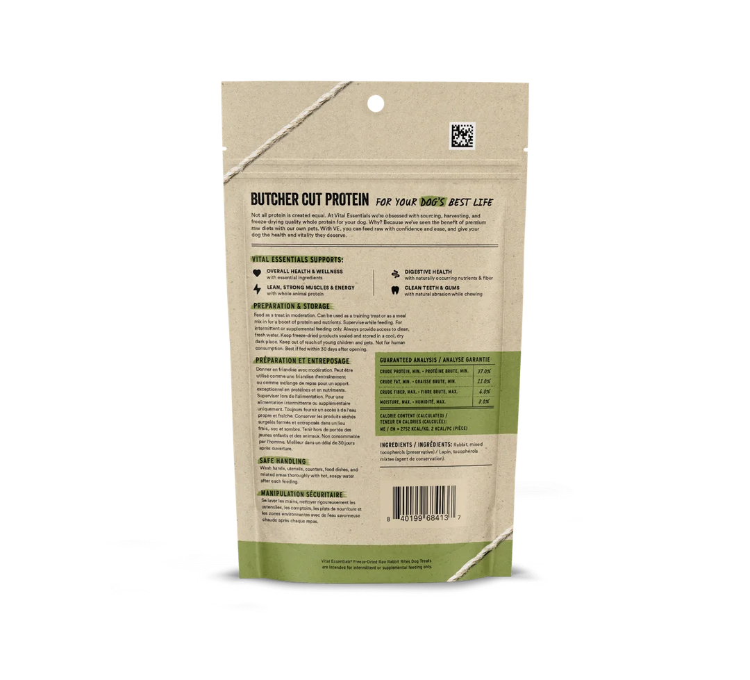 Vital Essentials Freeze-Dried Rabbit Bites Dog Treats