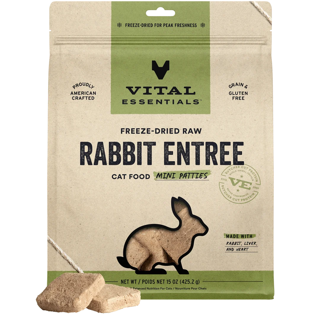Vital Essentials Freeze-Dried Raw Rabbit Entree Mini Patties for Cats