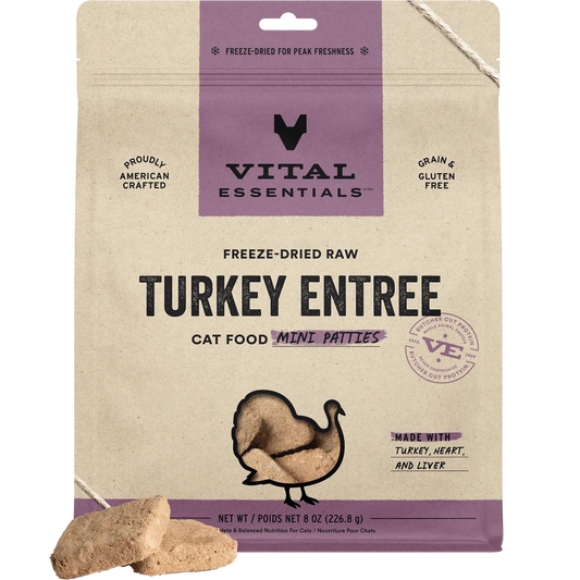Vital Essentials Freeze-Dried Raw Turkey Entree Mini Patties for Cats