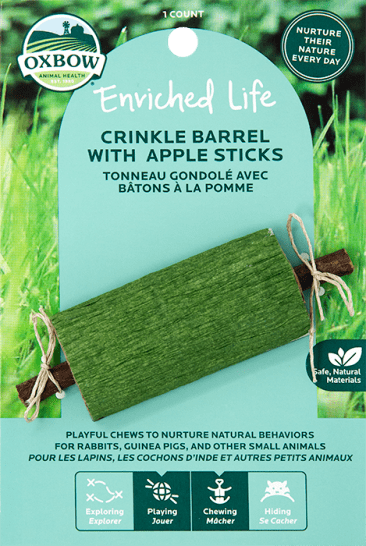 Oxbow Animal Health Enriched Life Crinkle Barrel with Apple Sticks