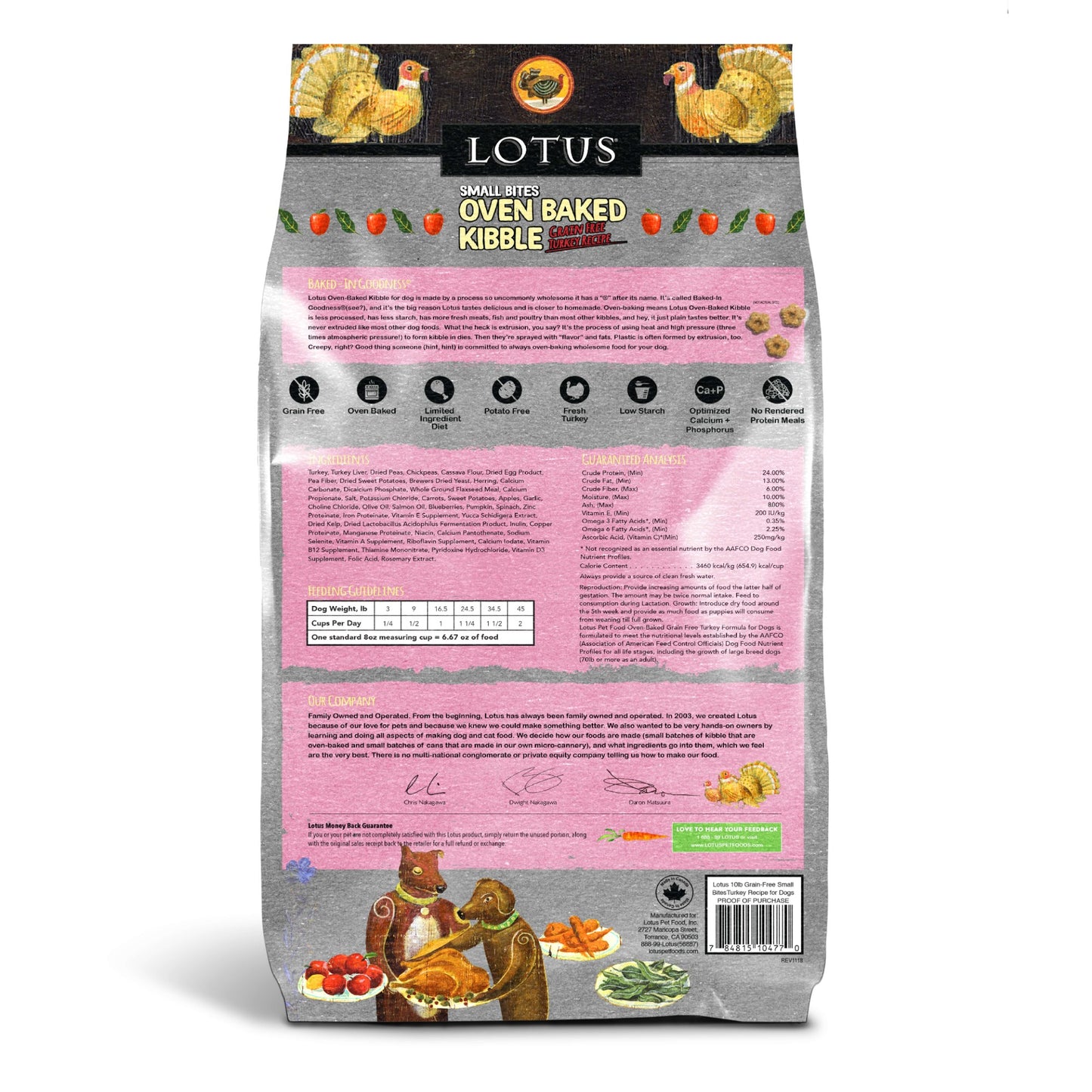 Lotus Small Bites Grain Free Turkey Recipe Dog Kibble
