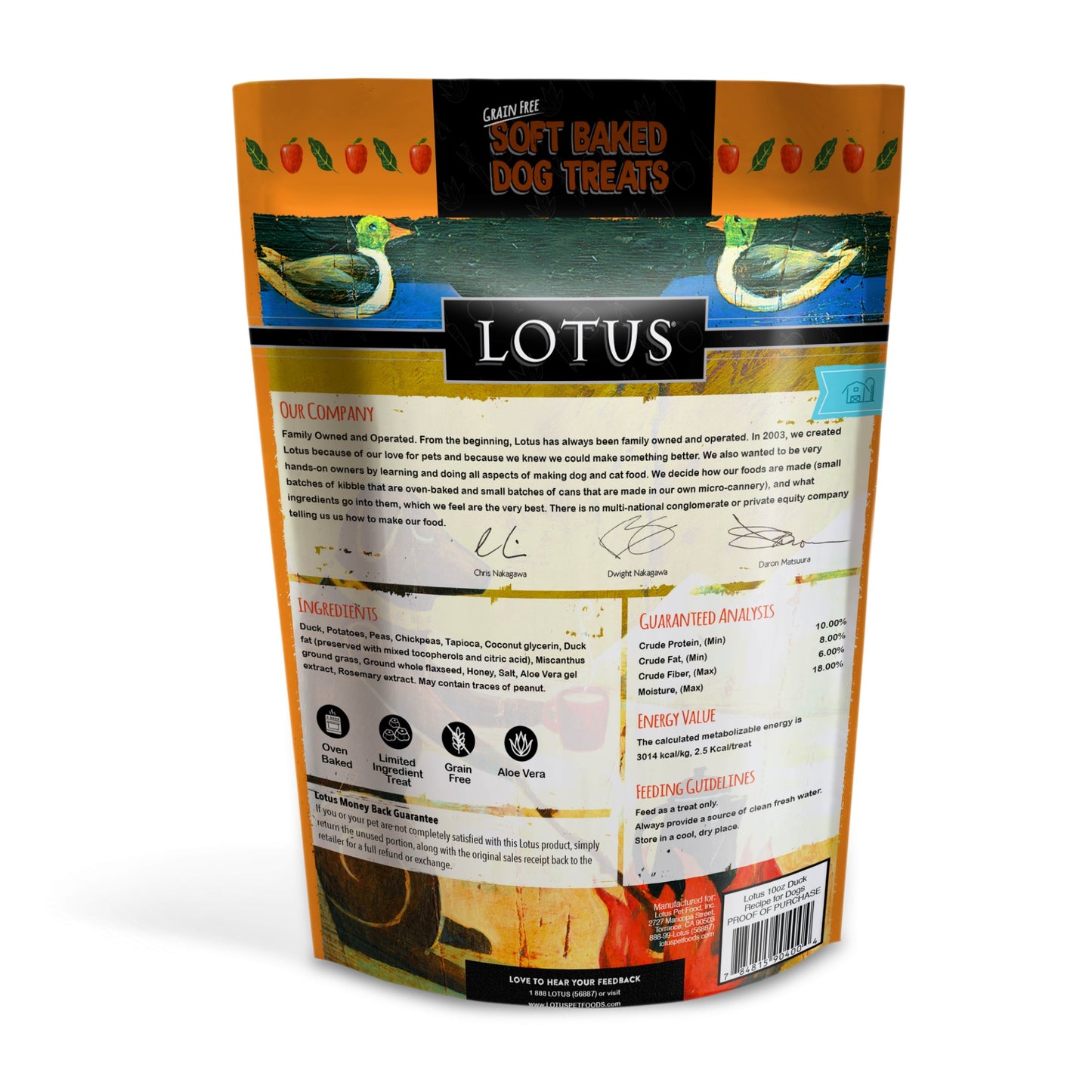 Lotus Grain Free Duck Recipe Soft Baked Dog Treats