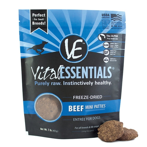 Vital Essentials Freeze-Dried Mini Pet Patties Beef Entree for Dogs