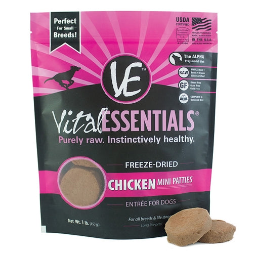 Vital Essentials Freeze-Dried Mini Pet Patties Chicken Entree for Dogs