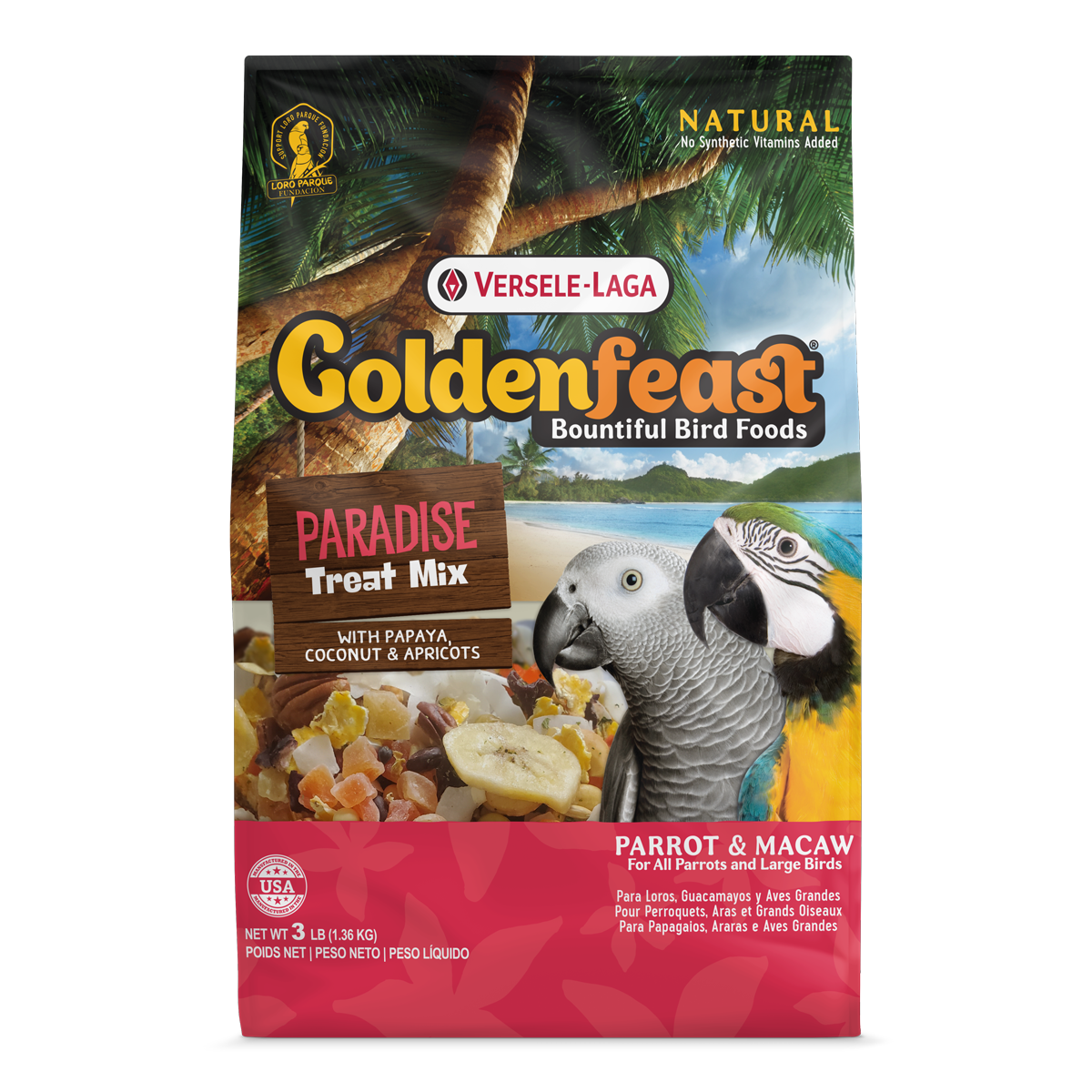 Goldenfeast Paradise Treat Mix for Parrots, Macaws and Large Birds