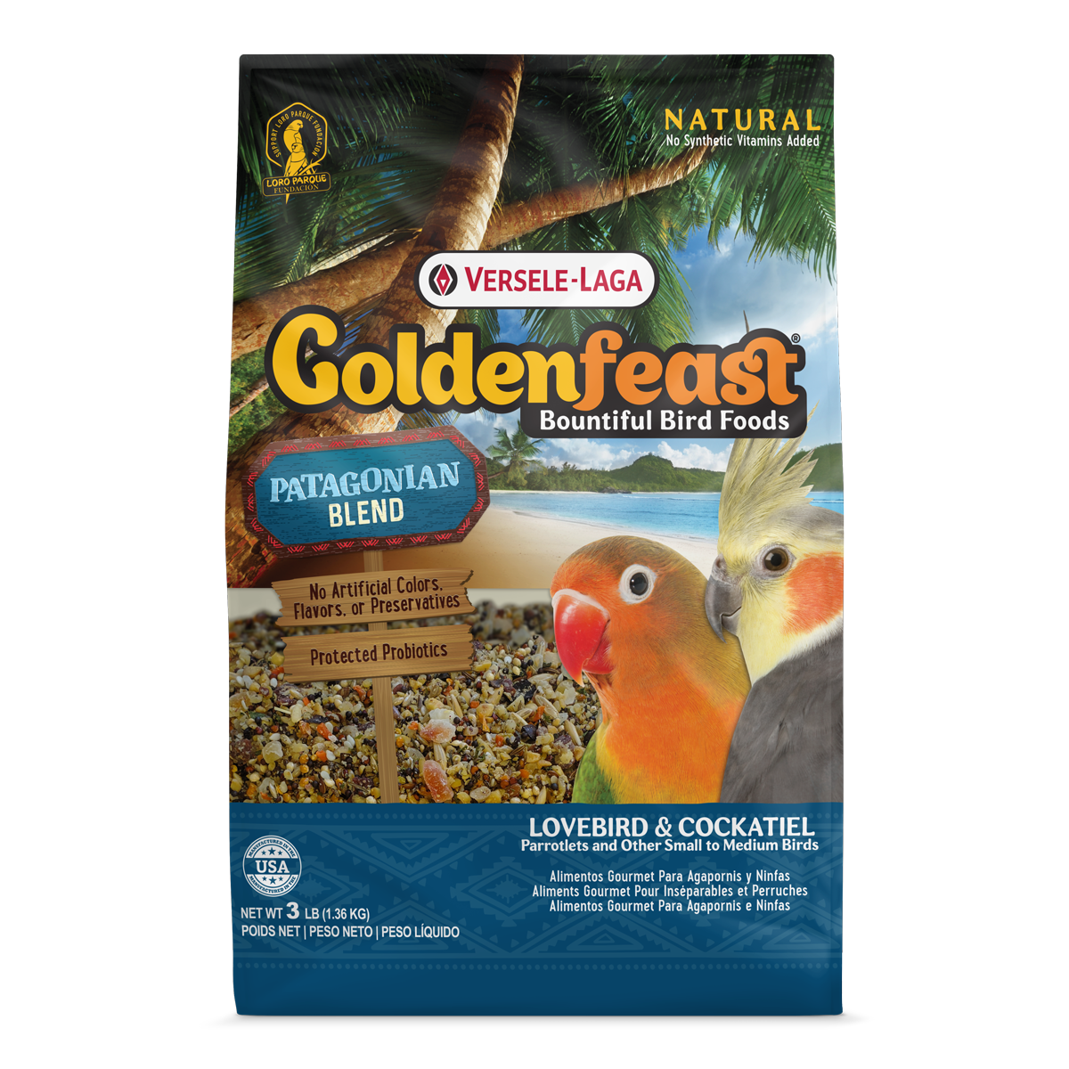 Goldenfeast Patagonia Blend Bird Food for Lovebirds, Cockatiels & Small to Medium Birds