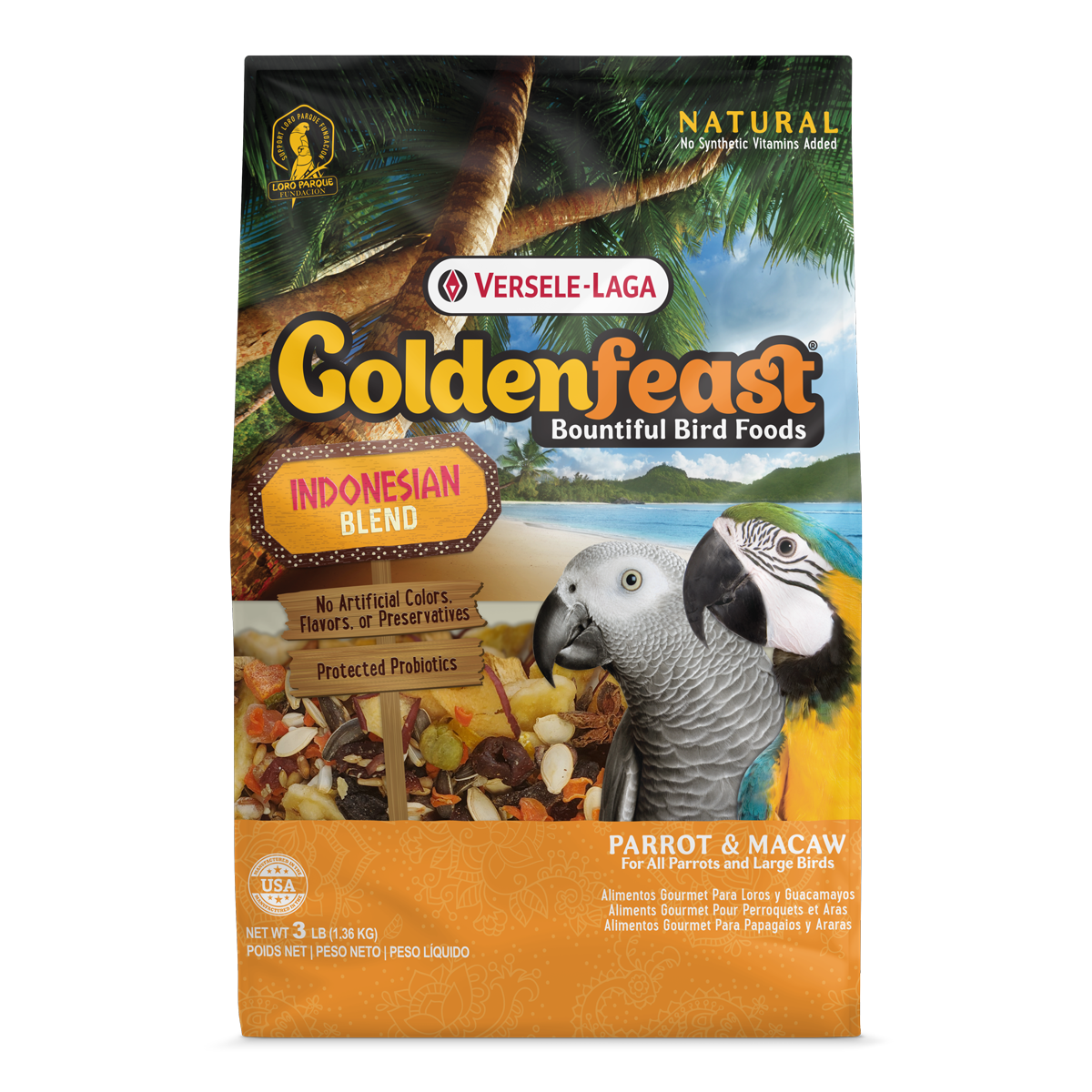 Goldenfeast Indonesian Blend Bird Food for Parrots, Macaws & Large Birds