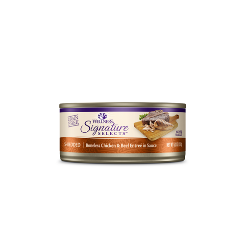 Wellness Signature Select Shredded White Meat Chicken & Beef Entree in Sauce Canned Cat Food