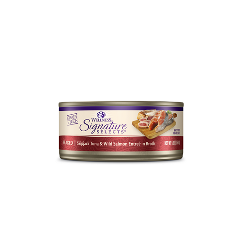 Wellness Signature Select Flaked Skipjack Tuna with Wild Salmon Entree in Broth Canned Cat Food