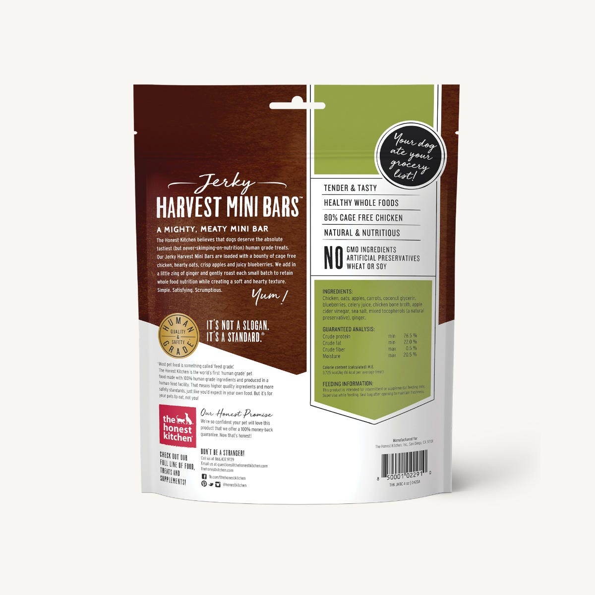 The Honest Kitchen Jerky Harvest Mini Bars - Chicken Recipe With Apples & Blueberries