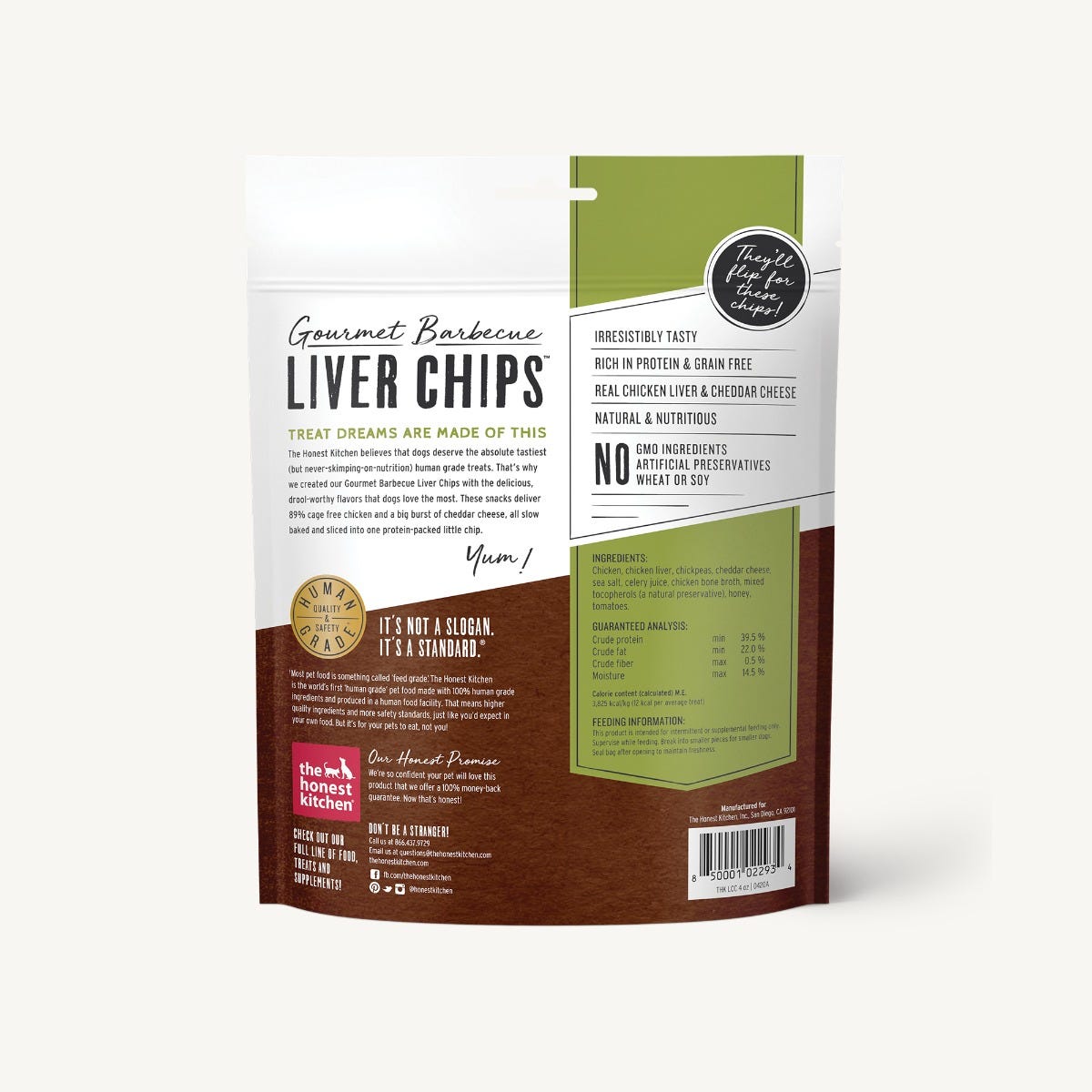 The Honest Kitchen Chicken Liver & Cheddar Recipe Gourmet Barbecue Liver Chips For Dogs
