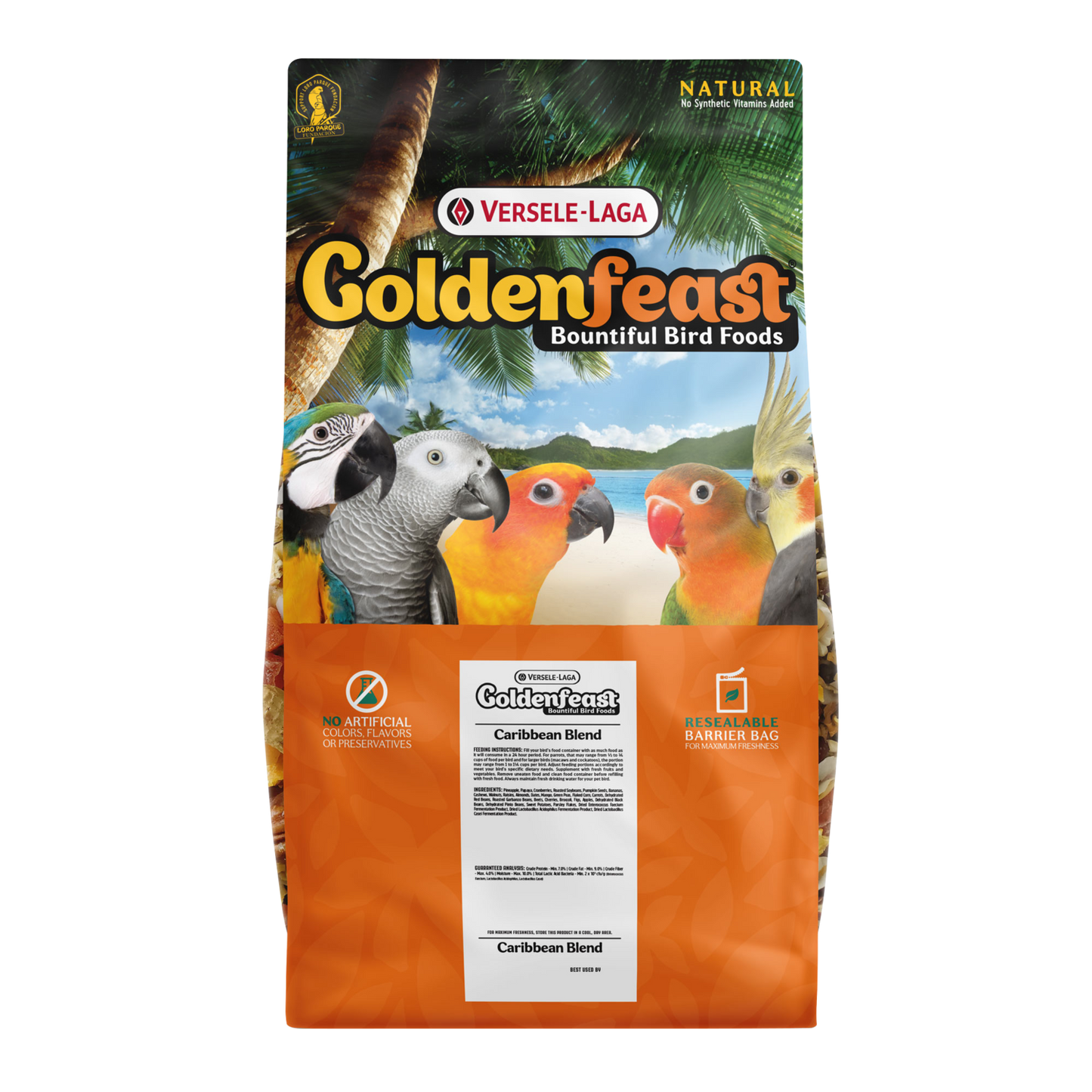 Goldenfeast Caribbean Blend Bird Food for Parrots, Macaws and Large Birds