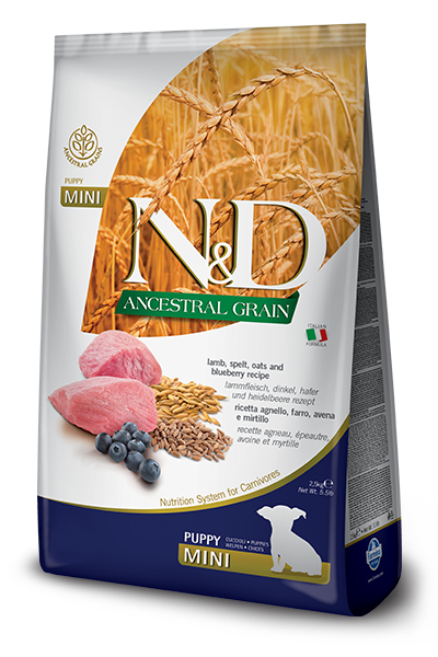 Farmina Natural & Delicious Ancestral Grain Lamb and Blueberry Mini Puppy Dry Dog Food