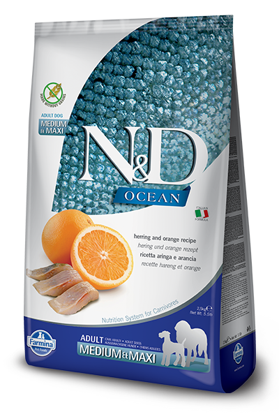 Farmina Natural & Delicious Ocean Herring and Orange Adult Medium & Maxi Dog Food