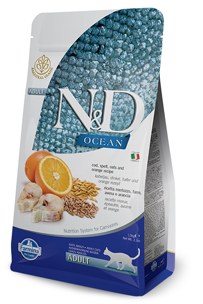 Farmina Natural & Delicious Ocean Ancestral Grain Codfish & Orange Adult Cat Food