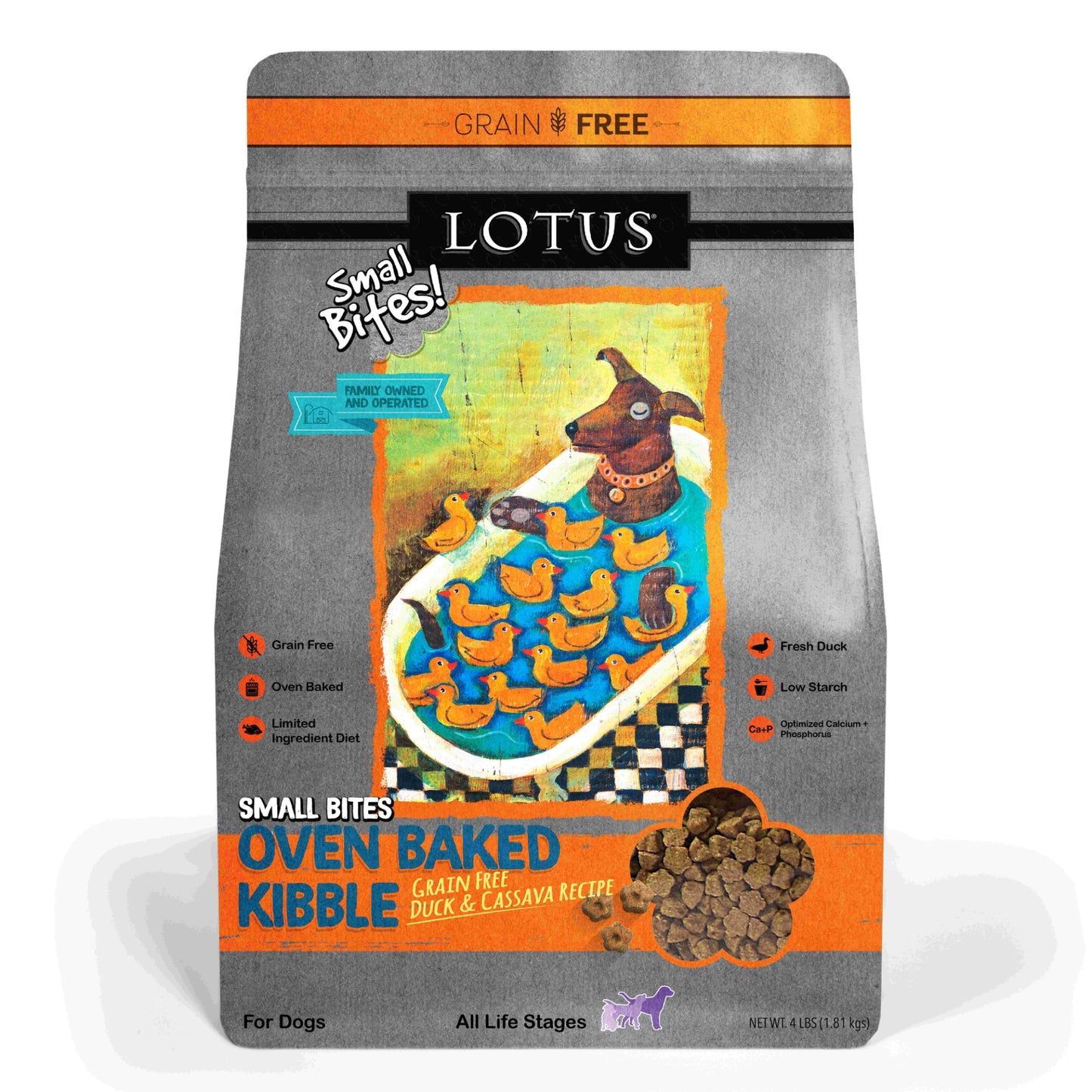 Lotus Small Bites Oven Baked Grain Free Duck Recipe Dog Kibble