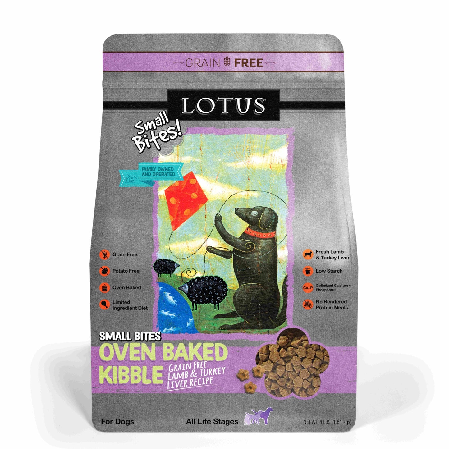 Lotus Small Bites Oven Baked Grain Free Lamb & Turkey Recipe Dog Kibble