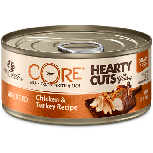 Wellness CORE Canned Hearty Cuts in Gravy Shredded Chicken & Turkey Formula