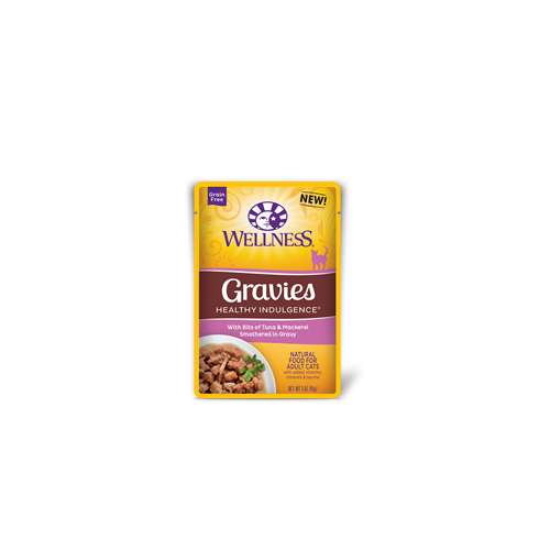 Wellness Healthy Indulgence Gravies with Bits of Tuna & Mackerel Smothered in Gravy Pouch Cat Food