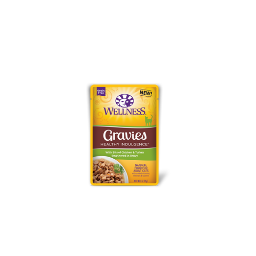 Wellness Healthy Indulgence Gravies with Bits of Chicken & Turkey Smothered in Gravy Pouch Cat Food