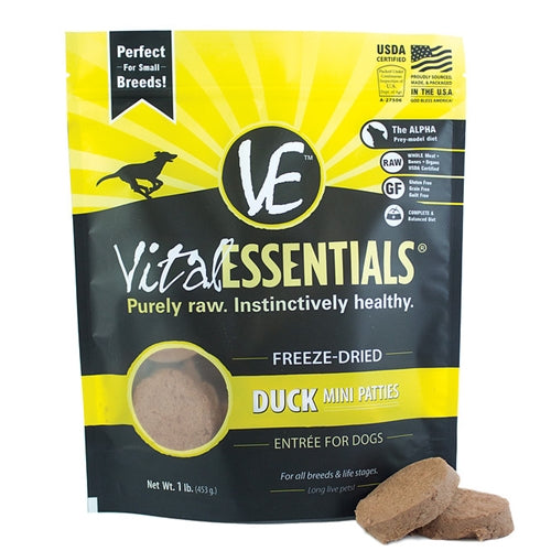 Vital Essentials Freeze-Dried Mini Pet Patties Duck Entree for Dogs